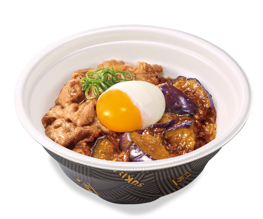 おんたまシビ辛麻婆茄子牛丼